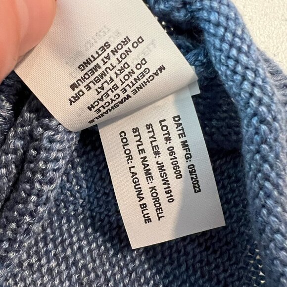 johnnie-O Kordell Linen Blend Crewneck Sweater Laguna Blue Size Large NWOT - Picture 6 of 10